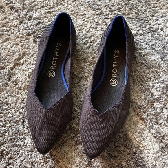 Rothys • blue black pointed toe points flats shoes - Picture 3 of 6